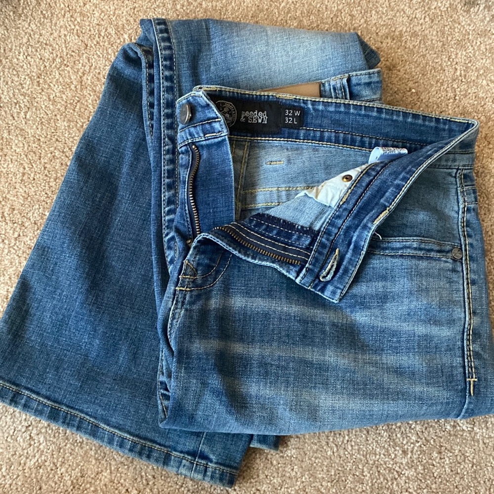 Seeded and Sewn men’s blue jeans, 32x32
